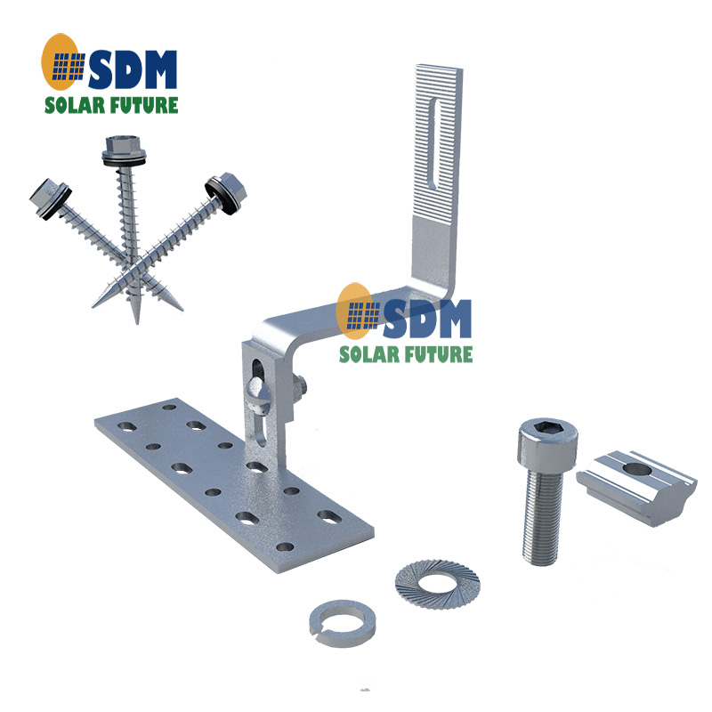 Upper and lower adjustable porcelain tile solar roof stainless steel hooks